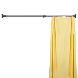 BAOYOUNI Tension Shower Curtain Rod Adjustable Stainless Steel Rail Clothes Window Curtains Hanging Bar Drying Rack 29.4mm Diameter (Grey, 56.7-90.5 Inches)