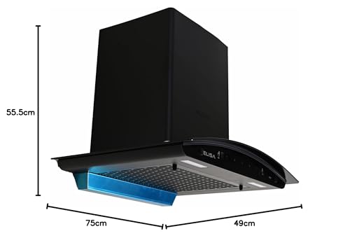 Image of Elisa Kiwi Chimney | Touch Control Kitchen Hood with Modern Black Design | 1200 m /h Suction Power | i-Smart Technology | Stainless Steel Filter | Silent Operation (KIWI 60)