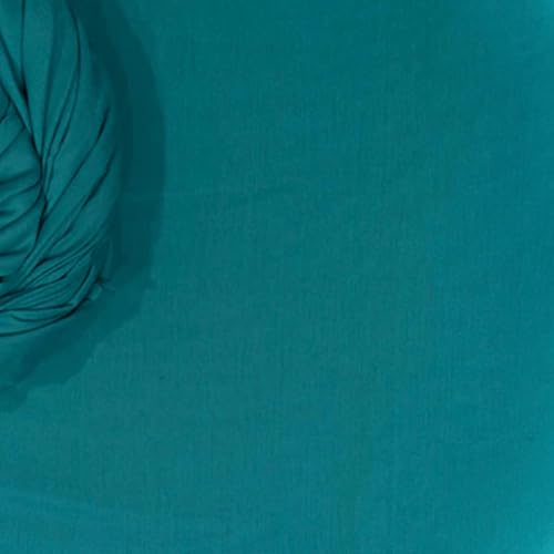 Image of 100% Pure Cotton Mulmul Fabric Material | Reusable Ultra Fine Mulmul Fabric | Lightweight Soft Smooth Piece Linning, Stole, Dupatta, Cushion Pillow Cover (Blue Grass, 3.5 Meters)