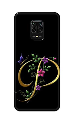 Image of Printed Hard Back Cover Case for Mi Redmi Note 9 Pro | Mi Note 9 Pro Max Back Cover (Alphabet P) -1803