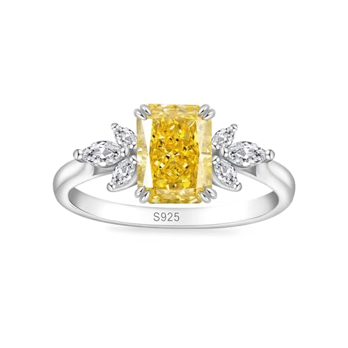 PHNIBIRD 1.5ct Radiant Cut Engagement Rings for Women Sterling Silver Square CZ Gemstone Rings Simulated Diamond Ring Size 9