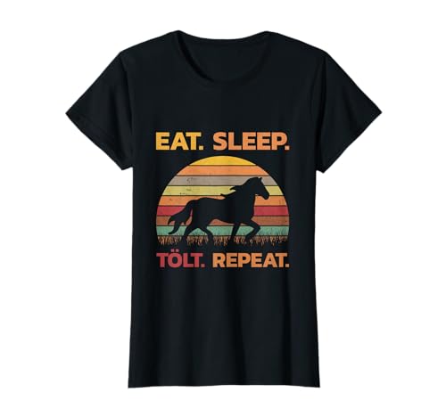Islandpferd Eat Sleep Tölt Repeat Retro Isländer Pferd T-Shirt