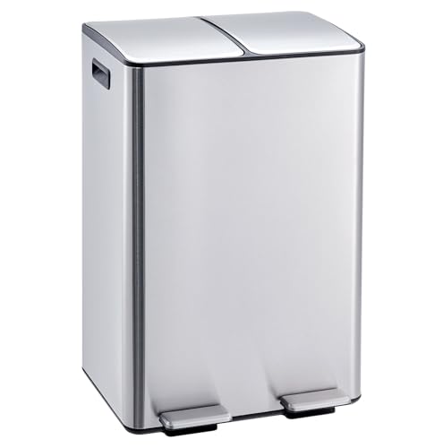 Caneca de basura doble acero inoxidable 16 gal plata