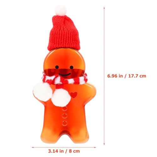 CALLARON 5 Sets of Christmas Juice Bottle 500ML Empty Gingerbread Man Bottles with Santa Hat Reusable Water Bottles Candy Drink Containers Jars Xmas Decoration(Coffee) - Thumbnail 2