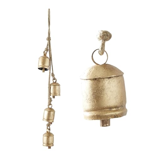 Deco 79 Rustic Metal Cowbell Decorative Bells, 4' x 3' x 29', Gold