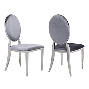 World Art New Classic Serie Luxury, edelstaal_E_velours, grijs, (H 96 x B 50 x S57 cm) 2 stuks