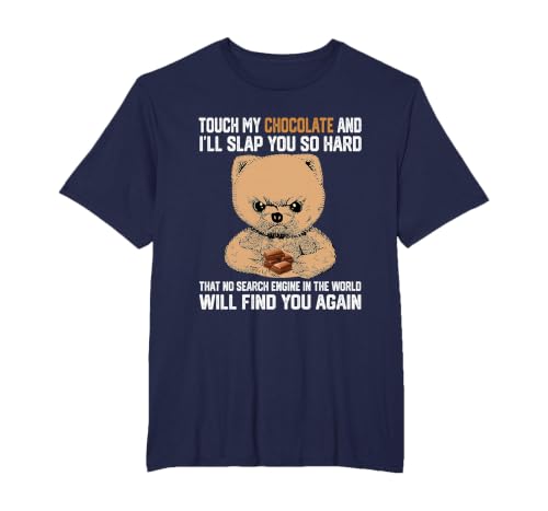 Touch My Chocolate and I Will Slap You So Hard Bear T-Shirt, Men's Big and Tall, Navy Blue, 2X Tall