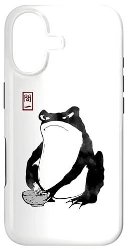 【かゑるまにあ】茶を点てる蛙 日本の侍カエル 浮世絵 かえる 日本美術 伝統芸術 松本奉時 ヴィンテージ タトゥーアート スマホケース iPhone 17 用