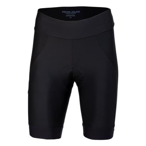 PEARL IZUMI Short feminino de ciclismo Attack de 20 cm, cintura larga e tecido refletivo, Preto, M