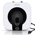 Fisoceny 2.5 Gallon Mini Tank Water Heater Under Sink Hot Water Heater 1500W 110V 120V Water Heaters for RV Kitchen 1/2”NPT Stainless Steel Hose 3-way Fitting Black