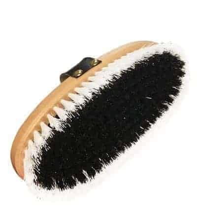MPMH Black Body Brush for Horses – Soft Bristle Horse Grooming Brush for Removing Dirt, Dust & Loose Hair/Elastic Strap/Wooden Block and Soft Trim For Horse (Big)