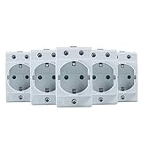 hager steckdosen abdeckungen fester Sitz durch Metallclip 5x Schukosteckdose, Einbau- Steckdose, Schutzkontaktsteckdose für Hutschiene