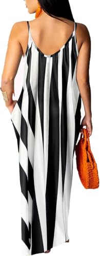 Image of Women's Casual Summer Maxi Dresses Sleeveless Adjustable Spaghetti Strap Loose Plus Size Dresses