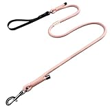 FOVRLZSE 5FT Heavy Duty Dog Leash for Large Medium Dogs, 440LBS Break Strength PVC Coated Non-Slip Handle, 360° Rotating Tangle-Free Buckle, Reinforced Waxed Rope for Walking Hiking Training, Pink