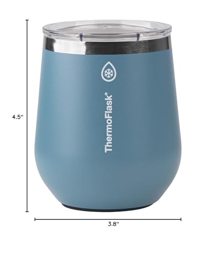 Image of ThermoFlask Drinkware Wine Tumbler - Double-Wall Tumbler for Cold & Hot Drinks - Lightweight & Simple Drink Cup with Lid - Modern & Durable Drinking Cup - 12 oz, Dusty Blue