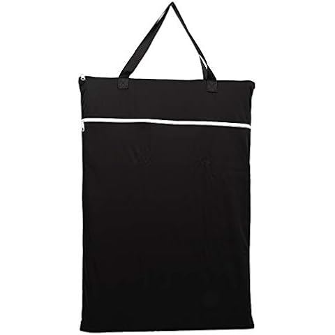 Large Hanging Wet/Dry Cloth Diaper Pail Bag for Reusable Diapers or Laundry (Black) Cover
