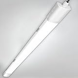 36W LED Feuchtraumleuchte 120cm, Kellerdeckenleuchte, 3960 Lumen, Neutralweiß 4000K LED-Werkstattbeleuchtung, Geeignet für Feuchte Räume, Werkstätten, Keller, Balkone, Küchen, Büros, Garage, Lager
