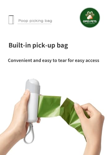 Image of Generic OPES PETS Poop Bags Dispenser with Flashlight, 1 x Dispenser and 15 x Bags, Rechargeable Flashlight, Unscented and Compostable bags., Pink