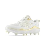 New Balance Women's Fresh Foam Velo V4 Molded Softball Shoe, White/Gold, 8 M
