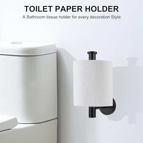 SetSail Toilet Paper Holder Wall Mount Screw-in Matte Black Bathroom Toilet Paper Roll Holders Stainless Steel Tissue Holder for Bathroom Hardware Accessories, Drill Hole - Image 7