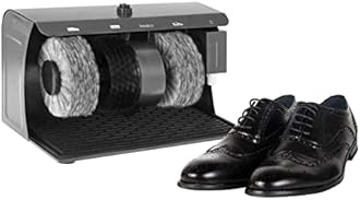 Bredeco BC-S-POL3 Shoe Polisher Machine, 3 Brushes, 200 ml Shoe Cream Dispenser, Steel, Cream