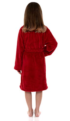 Towelselections Girls Robe, Kids Plush Kimono Soft Fleece Bathrobe Size 10 Rococco Red #TOP1