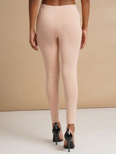 Image of ONE SKY Women Full Length Leggings | Cotton Modal Spandex Blend | High Waist Stretchable & Bio-Washed Fabric | Colour-Lock Technology | Comfortable Leggings for Women