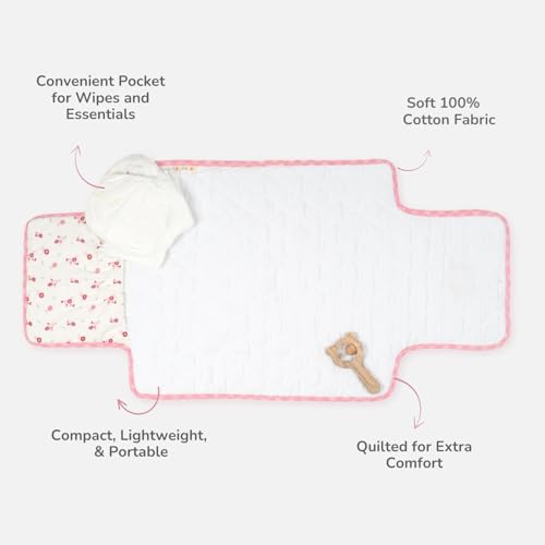 Image of Tidy Sleep Portable Diaper Changing Mat /Pad for Newborns & Infants Baby 0-24 Months Light Weight, Portable, Water Proof (Blossom Pink)