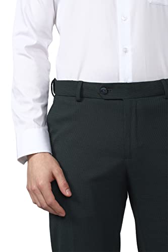 Image of Peter England Polyester Blend Men Green Two Piece Suit Business Pants Set