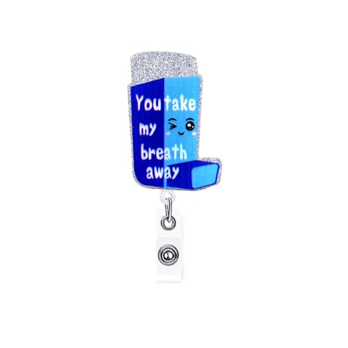 ANDGING Respiratory Therapist Badge Reel Holder Funny Badge Reels Retractable for Nurses Glitter Cute Nursing Badge Clip Acrylic Pulmonary RN LPN CNA LVN Medical Assistant Accessories Gift for Nurse
