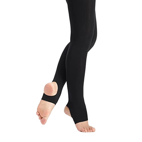 tanzmuster Ballettstrumpfhose Damen - Dalia - mit Steg - Schwarz Größe M - schwarze Strumpfhose fürs Ballett - Ballettkleidung für Erwachsene