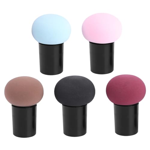 DECOMELODY 5個 きのこヘッドパフ リキッドファンデーション セッティングパウダー ドライパフ 化粧スポンジケース メイクスポンジきのこ 粉 化粧品 補う ルースパウダーパフ プラスチック
