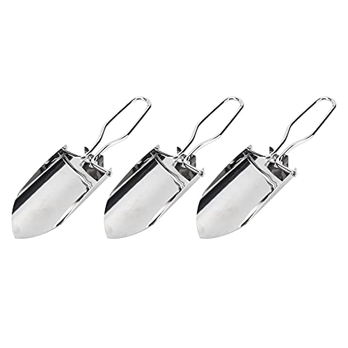 3PCS Portable Folding Shovel Camping Shovel Mini Trenching Shovel Stainless Steel Folding Spade for Hiking Backpacking Gardening with Carrying Pouch