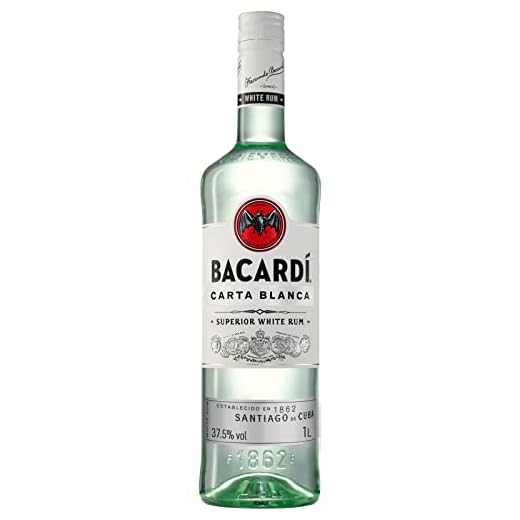 BACARDÍ Carta Blanca White Rum, iconico rum bianco dei Caraibi, ideale per i cocktail, Vol. 37,5%, 100 cl / 1 L