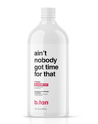 b.tan Spray Tan Solution - Ain t Nobody Got Time For That Pro Spray Mist, 30 MINUTE Sunless Airbrush Tanning Solution for Natural Golden Glow - Use with Spray Tan Machine, Spray Tan Tents, 33.8 fl oz