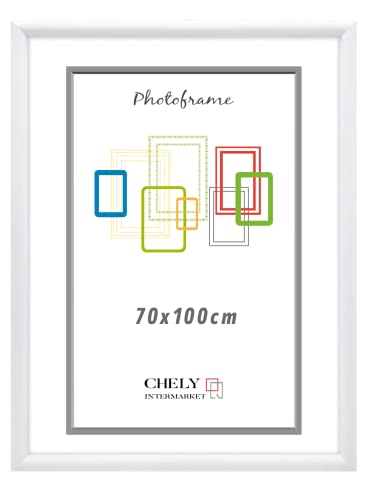 CHELY INTERMARKET MOD316 Marco Fotos PVC Ligero Decorativo Estilo Moderno 70x100cm Ideal Exposición Certificados Menús Carteles Decoración Vertical Horizontal Profesional Color Blanco 1 Unidad