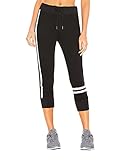 Lcucyes Women’s Capri Sweatpants Cropped Running Jogger Workout Exercise Pants with Pockets Black