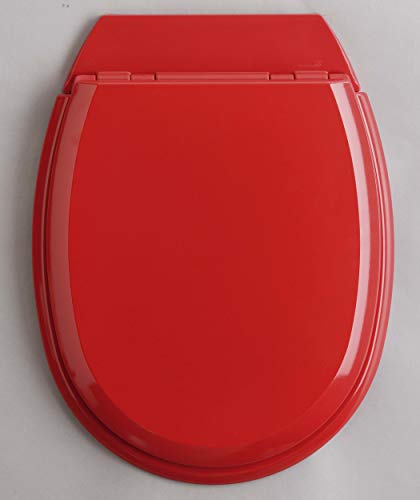 ALLIBERT 819890 Abattant WC, Bois, Rouge Brillant, 37cm x 5,1cm x 48,1cm