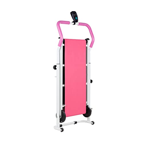 Image of Folding Electric Treadmill Portable Electric Treadmill for Home Gym Fitness Equipment Mechanical Treadmill LED Display (Pink)