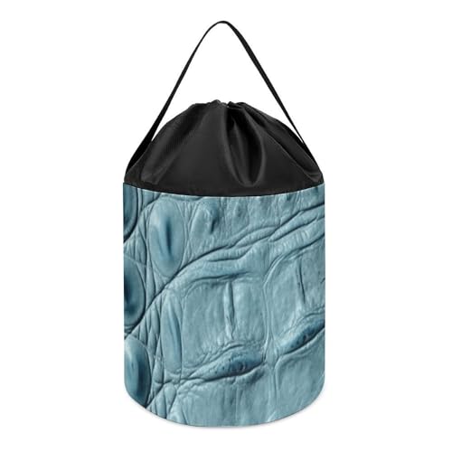 NTVOWPZO Halloween Candy Bucket Blue Leather Texture Trick Or Treat Bags Halloween Candy Tote Bag...