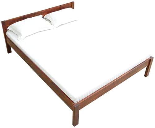 Image of Sheesham Wood Bed Without Storage Solid Wooden Cot Double Bed Furniture Elegant and Functional Bedroom Living Room Home Palang (Reddish Dark Brown, King)