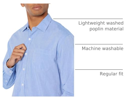 Image of Amazon Essentials Men's Regular-Fit Long-Sleeve Casual Poplin Shirt, Button Front, Business Casual, Collared