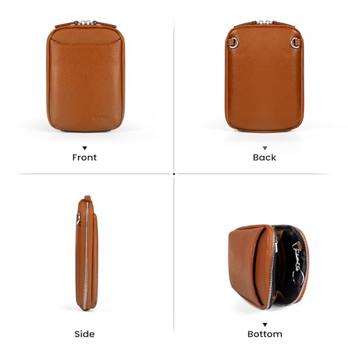 Image of befen Genuine Leather Crossbody Cell Phone Purse for Women, Small Zip Around RFID Blocking Crossbody Wallet Bags