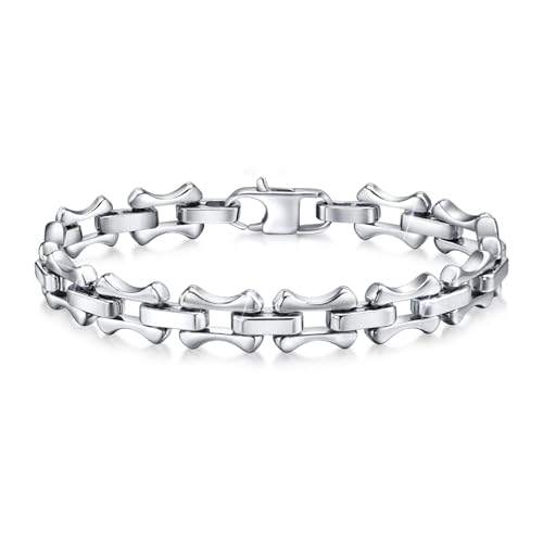 VNOX Armband Herren Edelstahl Silber : Geschenk für Ihn Armbänder Gliederarmband 23cm, Geschenk für Papa Männer Ehemann Sohn, Armband für Bruder Vatertag Geburtstag 23cm