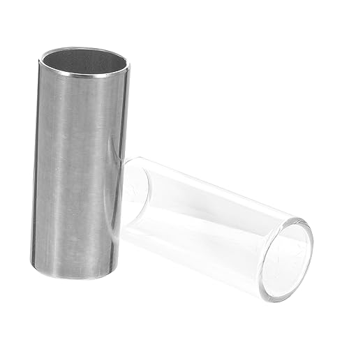 BESTonZON Practical Guitar Slides 6cm Stainless Steel Glass 2 Piece Set Easy to Use Store Guitar Accessories