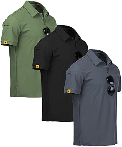 ZITY Mens Polo Shirt Short Sleeve Sports Golf Tennis T-Shirt 012 3GreyBlackGreen 3XL
