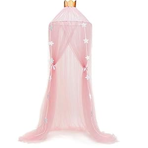 Bedluifel voor kinderen, Katoen Mosqutio Netto Hangend Gordijn, Baby Indoor Speel Lezen Tent (Grijs) roze