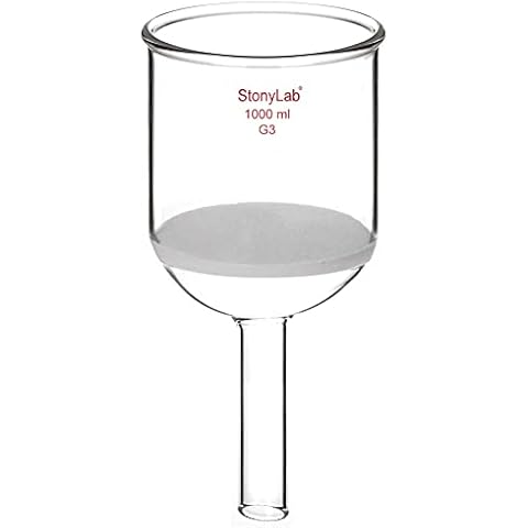 StonyLab Glas Büchner Trichter Filter, Borosilikatglas Buchner Filtertrichter mit Feiner Fritte(G3), 113mm Innendurchmesser, 110mm Tiefe (1000ml) Cover