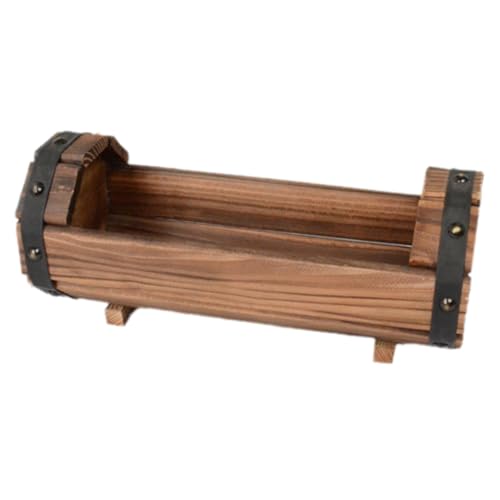 Sctecoau Macetas de Madera Decoración de Bodas Cajas de Flores de Madera Antiséptica Carbonizada Balcón Suculentas Macetas de Madera A