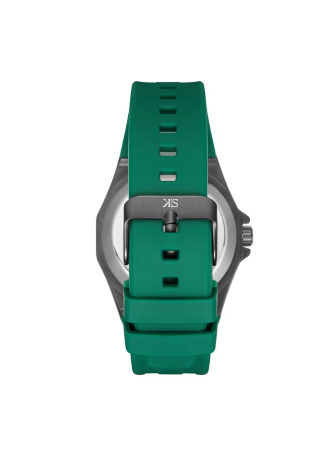 Image of Kenneth Scott Men's Watch, Automatic Display and Silicone Strap - K25301-XSHB, Green